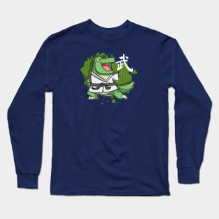 Cute Martial Art Dinosaur Tyrannosaurus Rex Displaying some incredible kung fu and Punches Long Sleeve T-Shirt